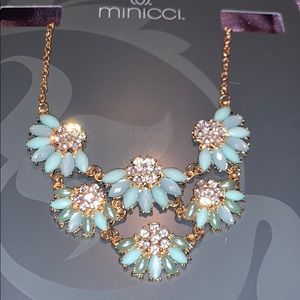 Turquoise studded flower petal necklace